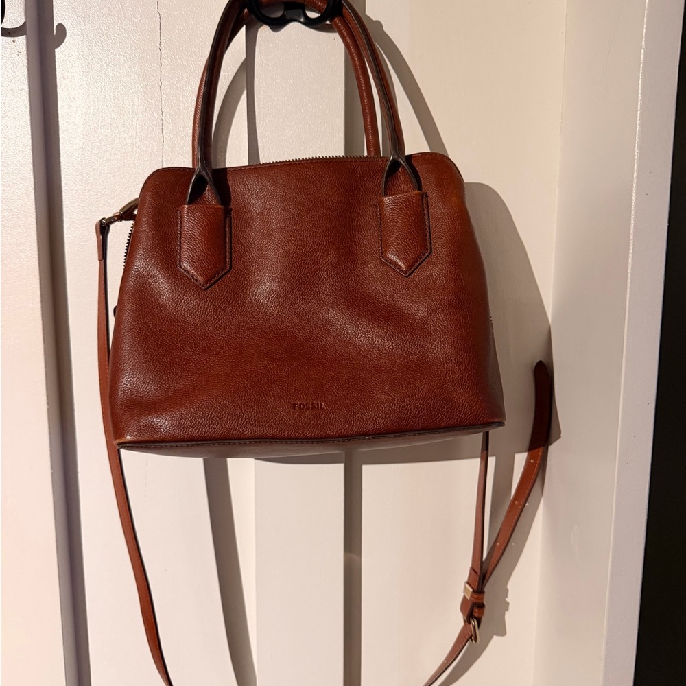 Fossil Tan Leather Crossbody Bag